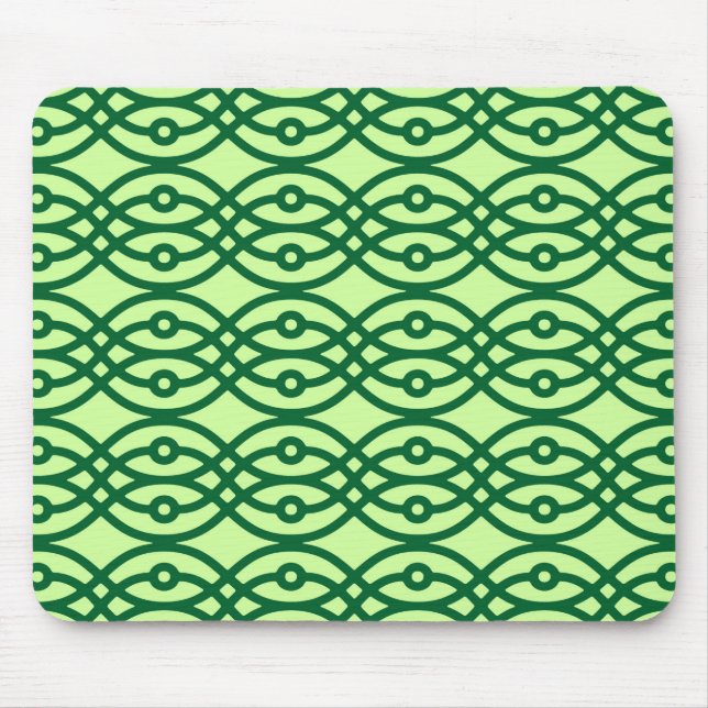 Kimono print, light & dark green mouse pad (Front)