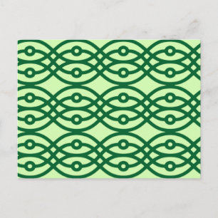 Kimono print, light & dark green postcard