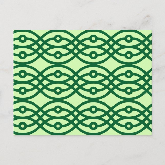 Kimono print, light & dark green postcard (Front)