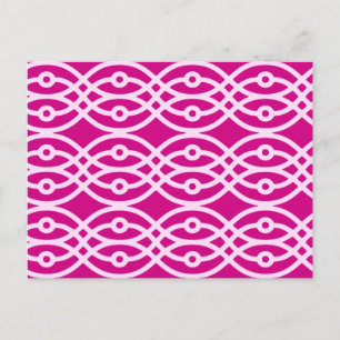 Kimono print, magenta and pink postcard