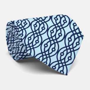 Kimono print, navy and light blue tie