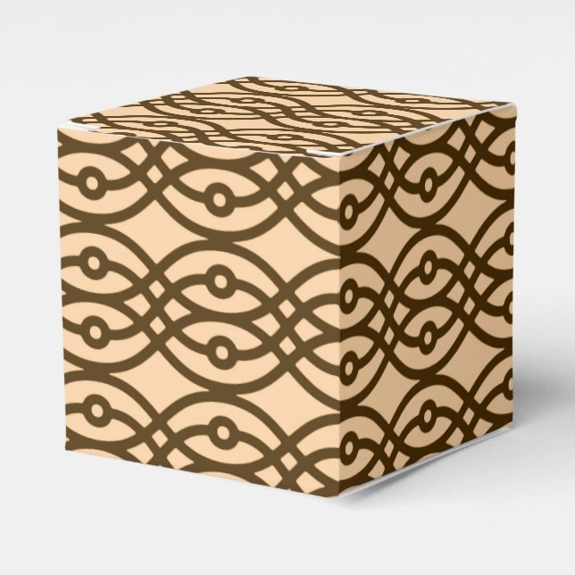 Kimono print, peach and chocolate favour box (Front Side)