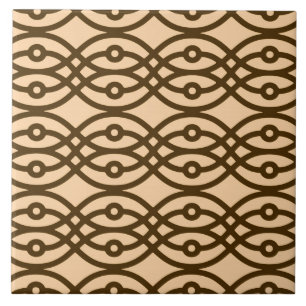 Kimono print, peach and chocolate tile