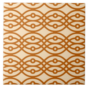 Kimono print, peach and terracotta ceramic tile