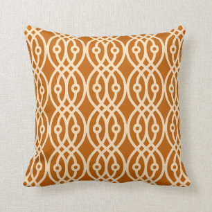 Kimono print, peach and terracotta cushion