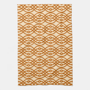 Kimono print, peach and terracotta tea towel