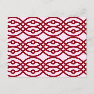 Kimono print, pink and burgundy postcard