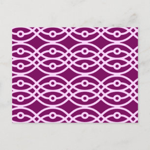 Kimono print, plum and pink postcard