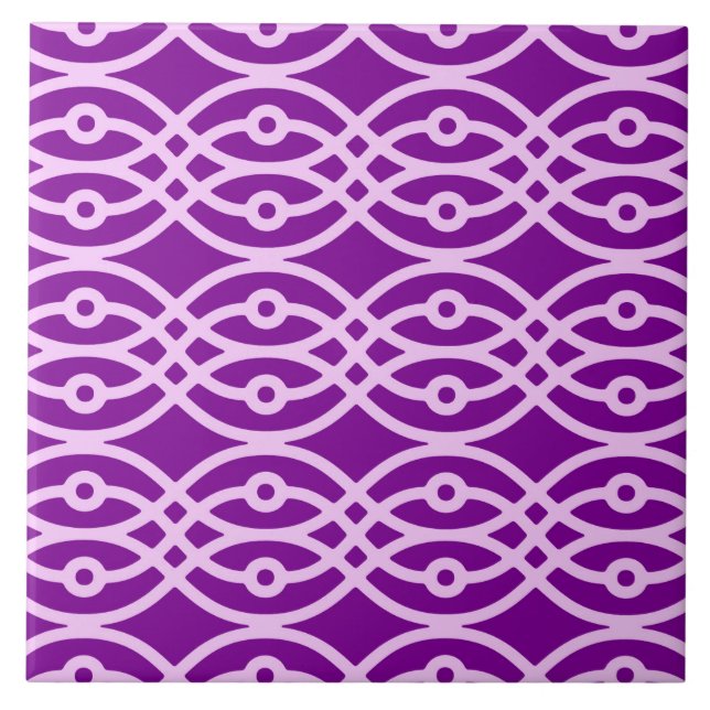 Kimono print, purple and lavender ceramic tile (Front)