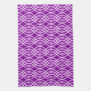 Kimono print, purple and lavender tea towel