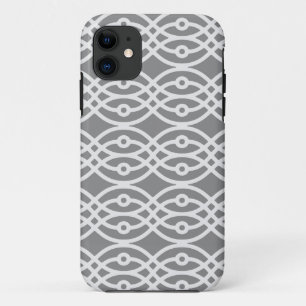 Kimono print, silver and dark grey iPhone 11 case