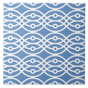 Kimono print, sky blue and white ceramic tile