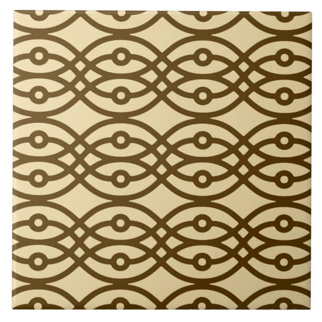 Kimono print, tan and chocolate brown tile (Front)