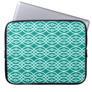 Kimono print, turquoise and aqua laptop sleeve