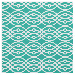 Kimono print, turquoise and white fabric
