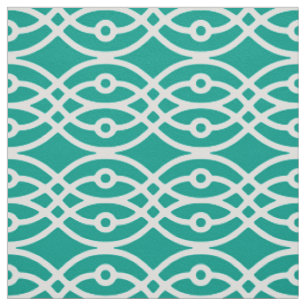 Kimono print, turquoise and white fabric