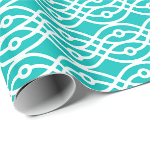 Kimono print, turquoise and white wrapping paper