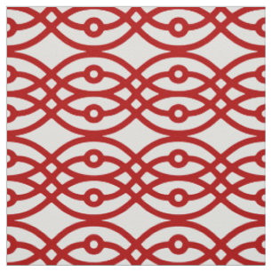 Kimono print, white and dark red fabric