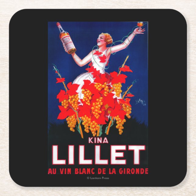 Kina Lillet Vintage PosterEurope Square Paper Coaster (Front)