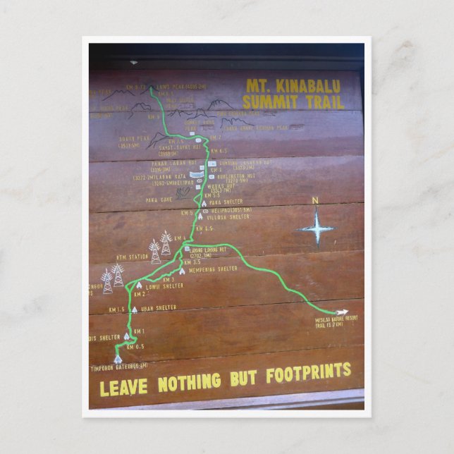 kinabalu trail footprint postcard (Front)