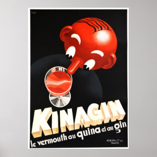 KINAGIN Liquor Advertisement by E. Patke Art Deco Poster