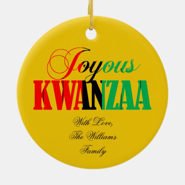 Kinara Candle Colours Joyous Kwanzaa Ceramic Ornament (Back)
