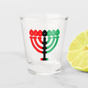 Kinara Candleholder RBG Striped Happy Kwanzaa Shot Glass