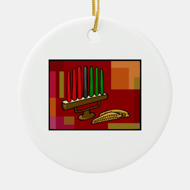 Kinara & Corn Ceramic Ornament (Front)