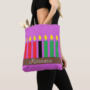 Kinara for Kwanzaa:  Lavender Tote Bag
