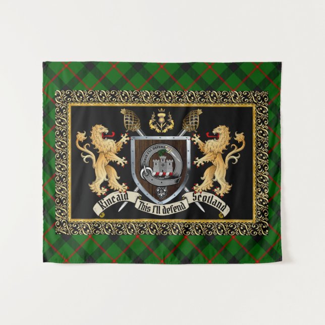 Kincaid Clan Badge & Motto w/Lions Tapestry (Front (Horizontal))