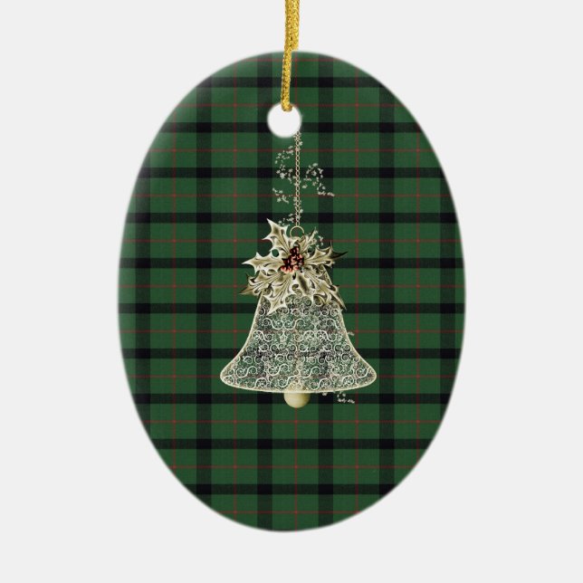 Kincaid Clan Tartan and Motto Ceramic Ornament (Front)