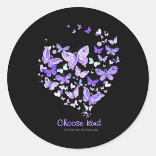Kind Alzheimerheimer Awareness Butterflys Heart Gi Classic Round Sticker