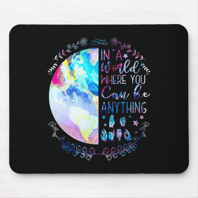 Kind Asl Alphabet American Sign Language Deaf Awar Mouse Pad (Front)