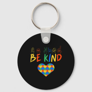 Kind Asl American Sign Language Autism Awareness Key Ring