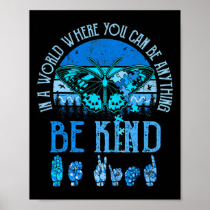 Kind Asl Autism Awareness Inspirational Retro Teac Poster
