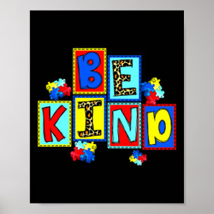 Kind Autism Awareness Asl Kindness Autism Mum Teac Poster