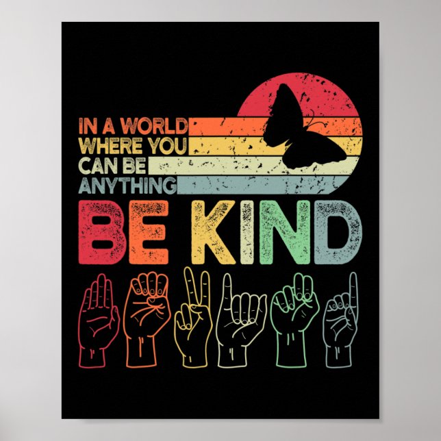 Kind Autism Awareness Asl Mum Teacher Kindness 20  Poster (Front)