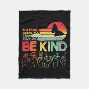 Kind Autism Awareness Asl Mum Teacher Kindness 2 Fleece Blanket