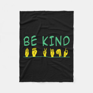 Kind Awareness Anti Bullying Asl Sign Language  Fleece Blanket