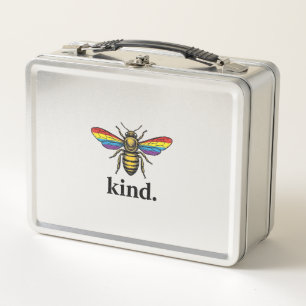 Kind Bee Vintage Rainbow Wing Shirt Design (2)_1 Metal Lunch Box