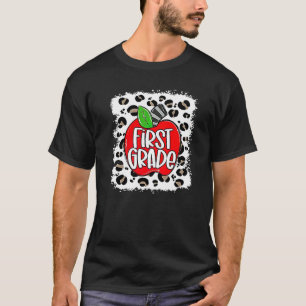 Kind Blessed Love First Grade Apple Leopard Teache T-Shirt