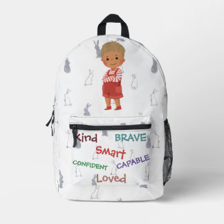 Kind Capable Smart Loved - Personalised Kid Backpa Printed Backpack