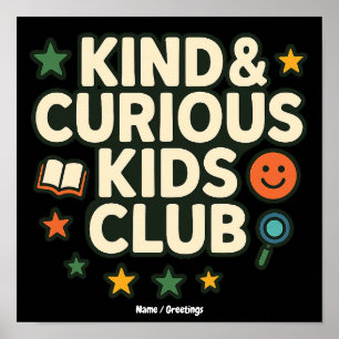 Kind & Curious Kids Club Positive Growth Mindset Poster