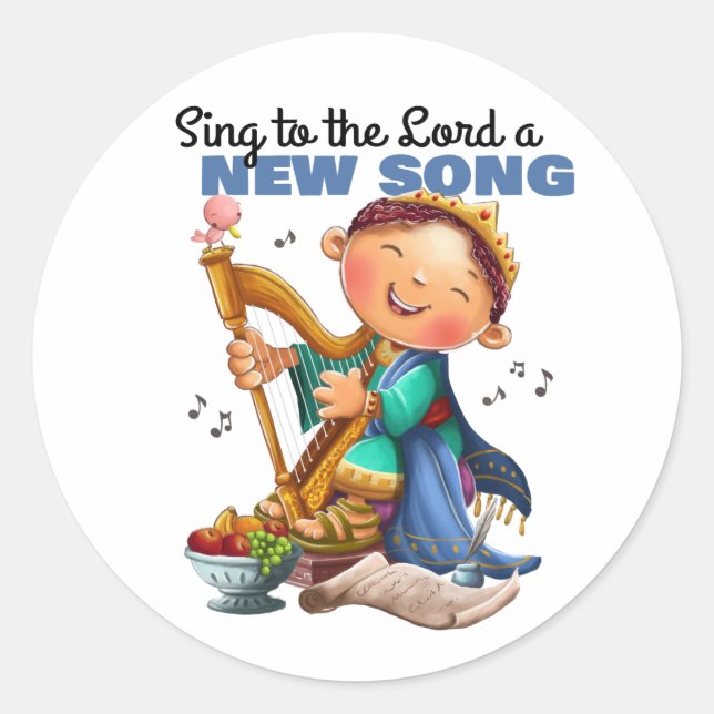 Kind David singing to God sticker page (Front)
