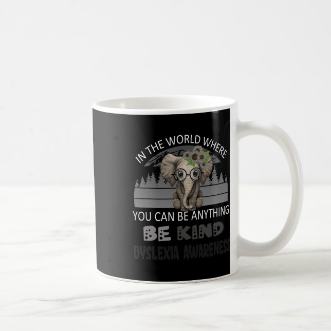 Kind Dyslexia Awareness Elephant Retro Background  Coffee Mug (Right)