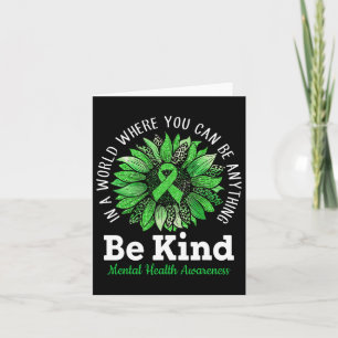 Kind Green Ribbon Sunflower Mental Health Awarenes Card