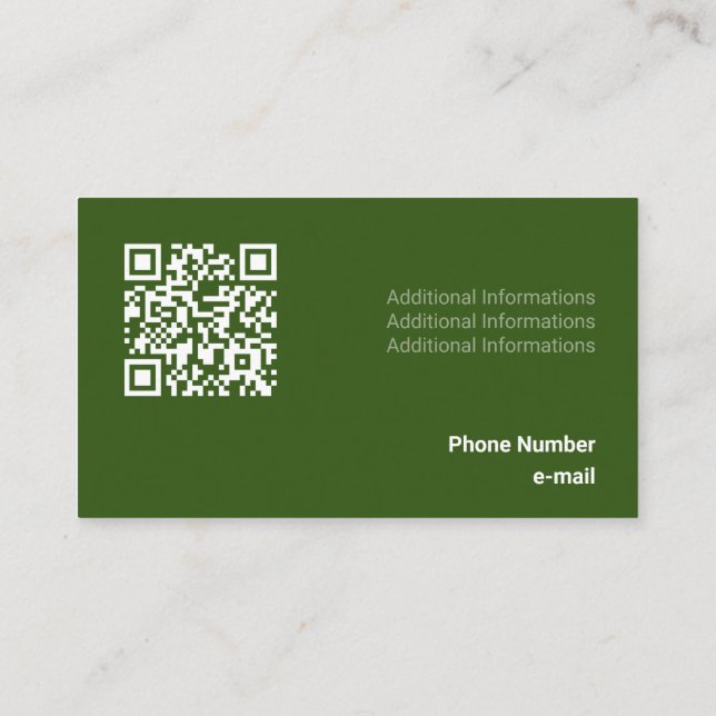Kind Green Tone Flat Shapes Qr Code Business Card (Back)