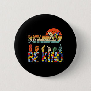 Kind Hand Sign Language Asl Puzzle Autism Awarenes 6 Cm Round Badge