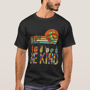 Kind Hand Sign Language Asl Puzzle Autism Awarenes T-Shirt