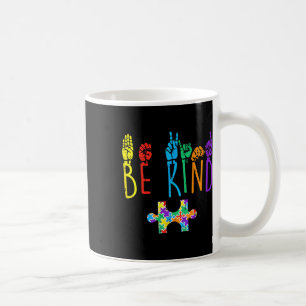 Kind Hand Sign Language Puzzle Autism Awareness As Coffee Mug